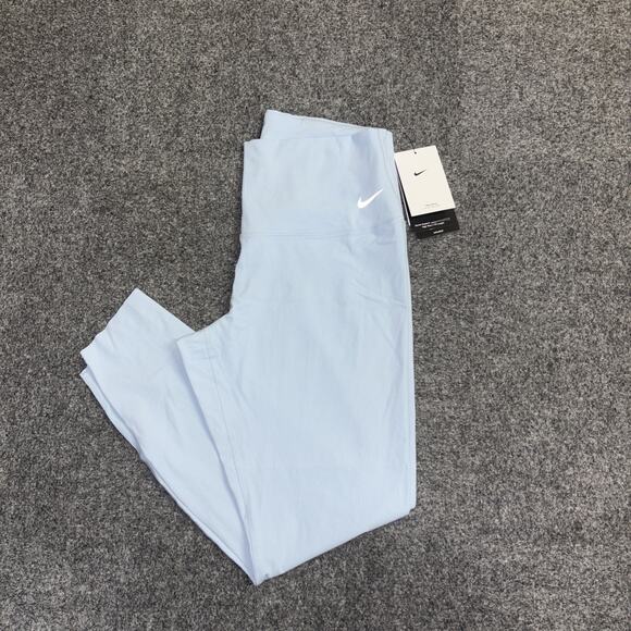 NWT Nike Dri Fit “Zenvy” High Rise 7/8 Length Women’s Medium Light Blue Leggings - Picture 1 of 5